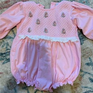 Pink Baby Romper with Embroidered Details